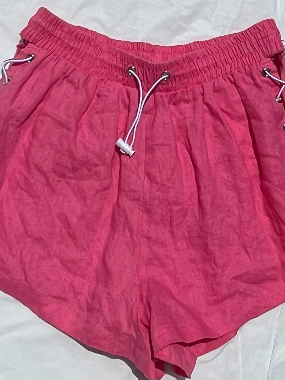 Millau 100% Linen Lace-Up Shorts NWT Hot Pink beach coastal resort club vacation